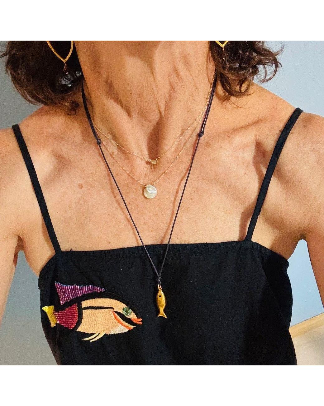 Lexi Jewelry Metallic Oro Maré Fish Necklace