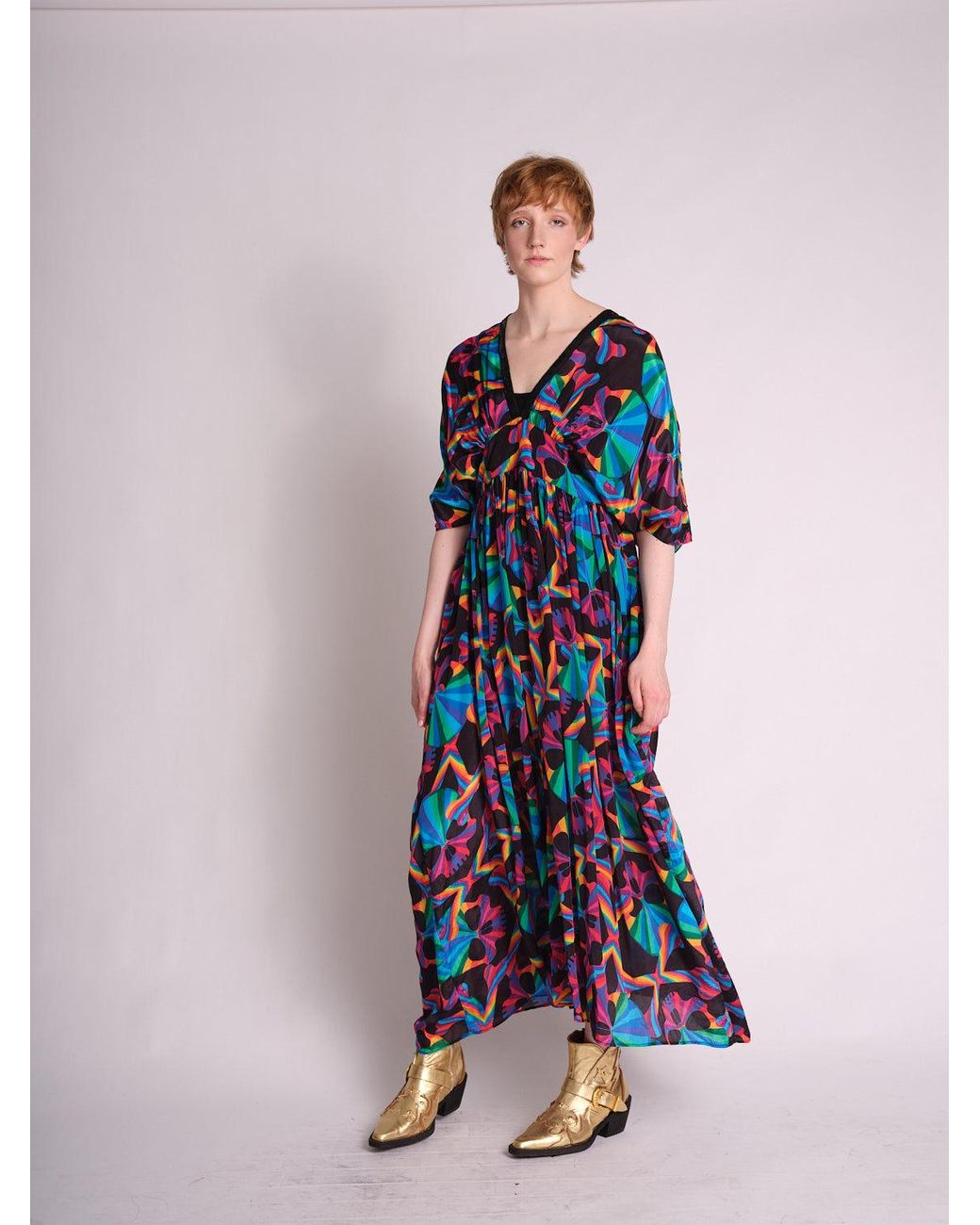Any Old Iron Blue Skull Kaftan Dress