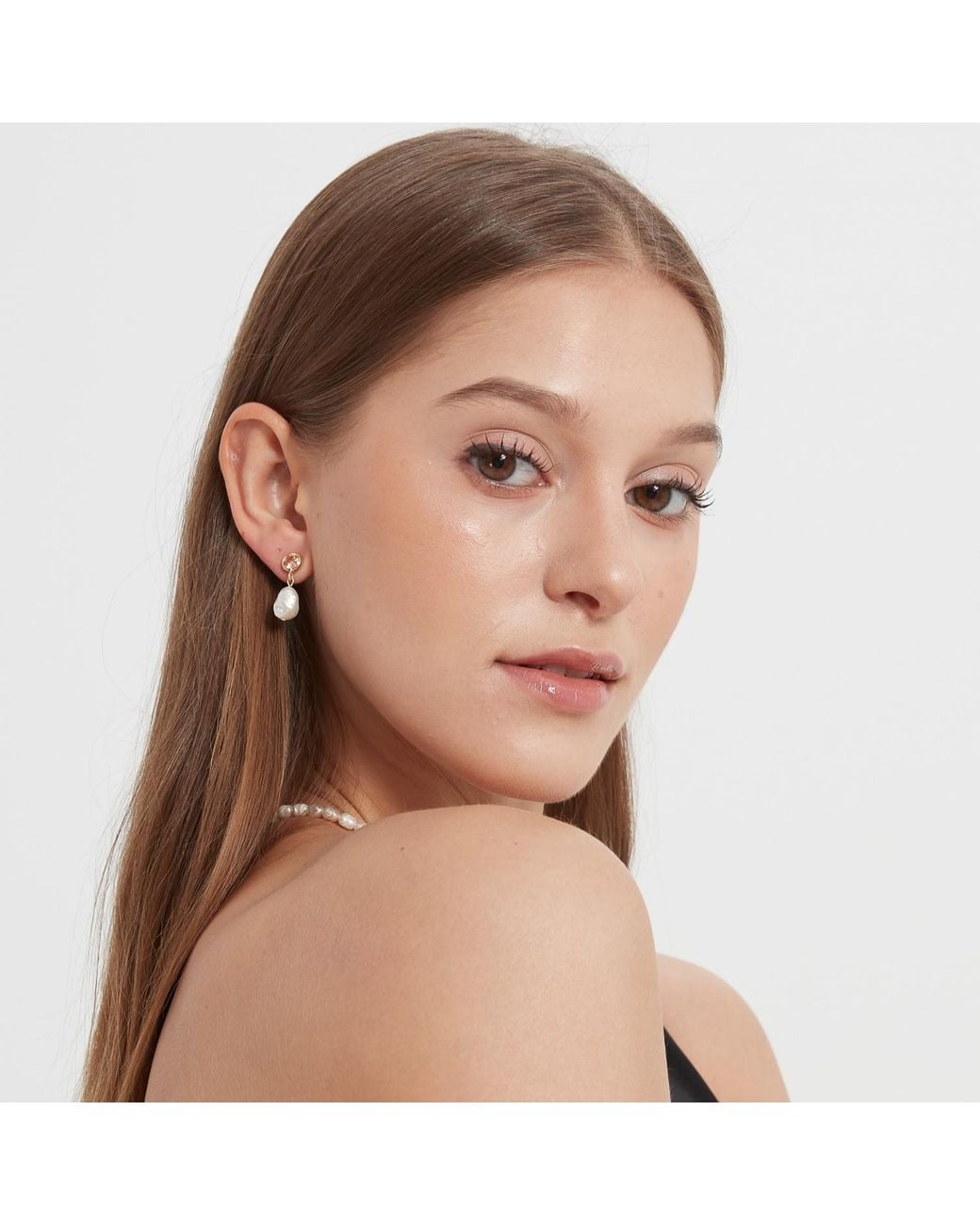 Miss Cecilia Metallic Faye Baroque Pearl Earrings