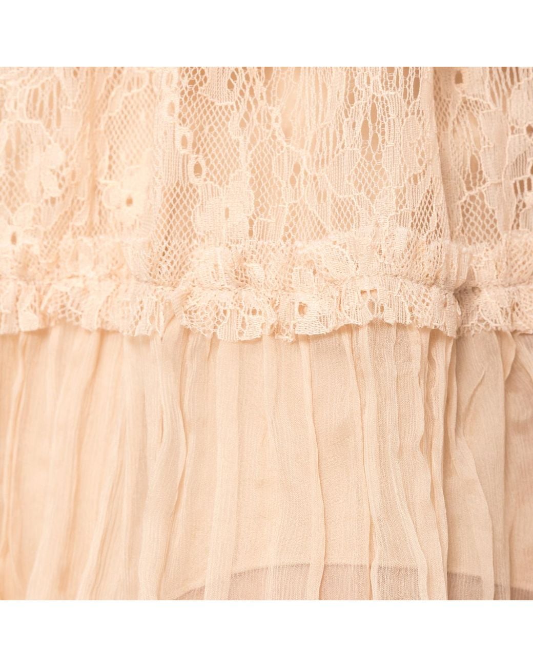 Nissa Pink Neutrals Lace Detail Silk Dress Nude