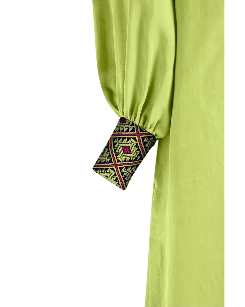 Yomisma Green Lotus Chiapas Embroidered Kaftan — Artisanal Handcrafted Resort Dress