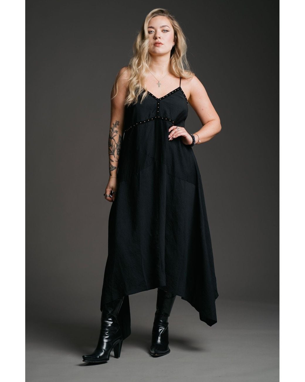 Little Lies Black Landslide Studded Slip Dress