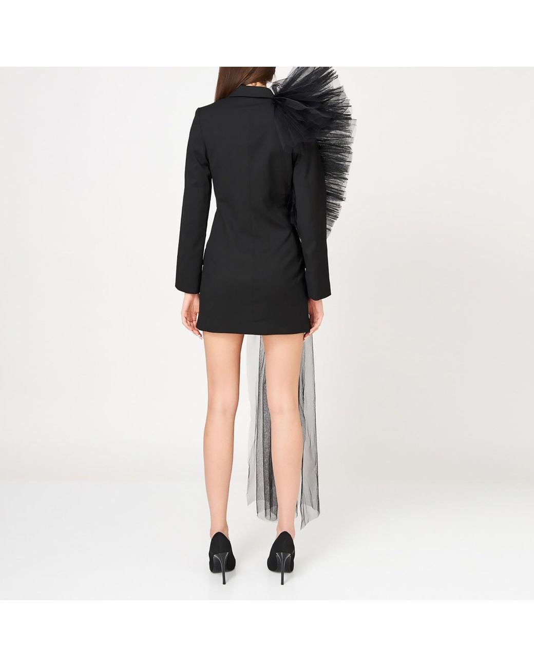 LIA ARAM Black Tulle-Deconstructed Blazer