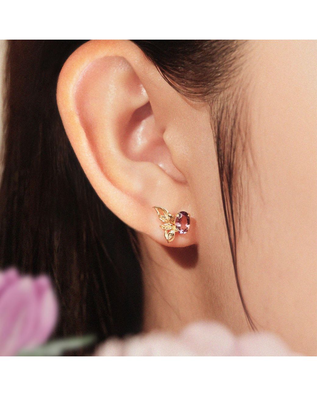 Azura Jewelry New York Pink Sylphae Fairie Amethyst Earrings Vermeil