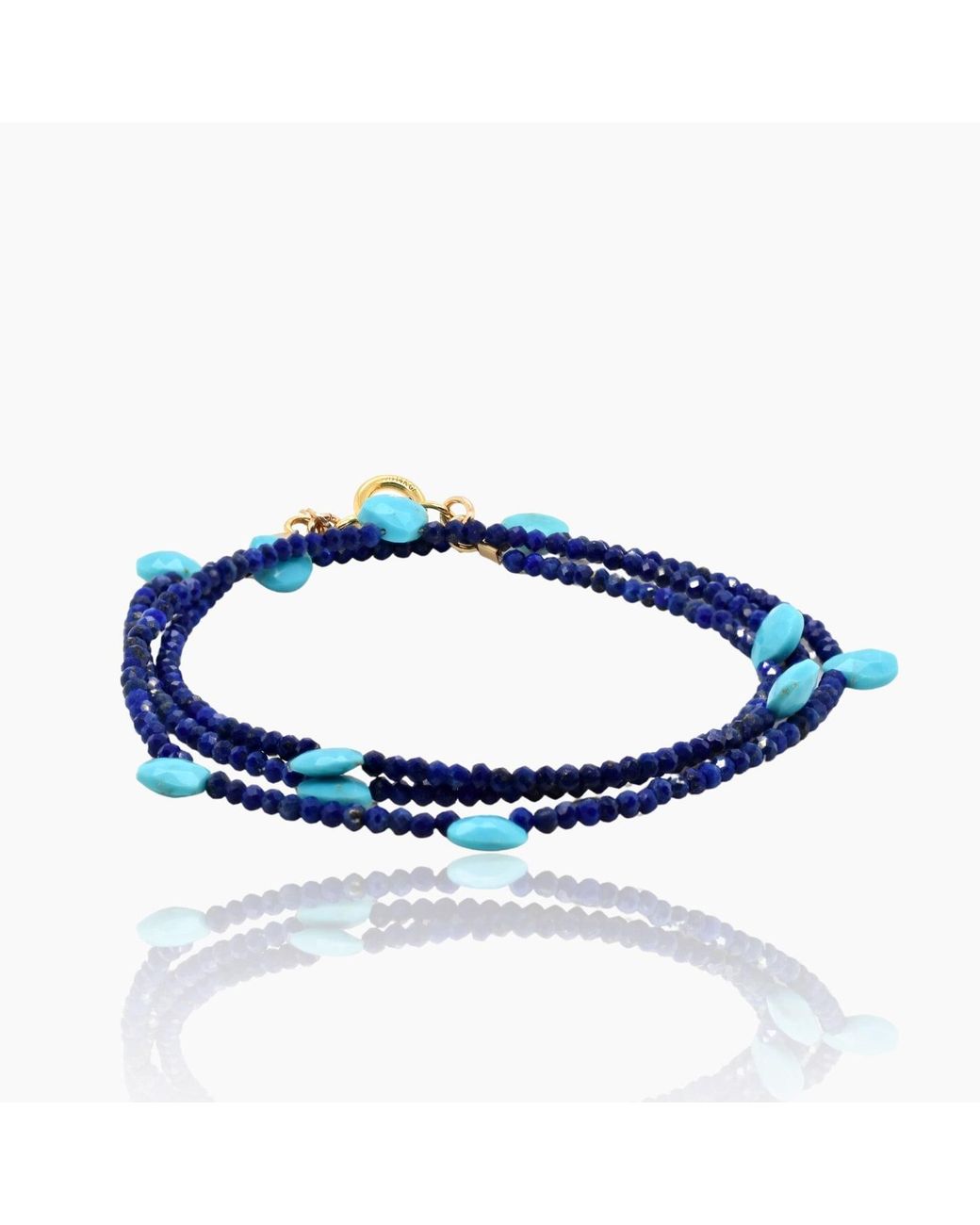 Lori Kaplan Design Blue Triple Wrap Lapis With Sleeping Beauty Bracelet