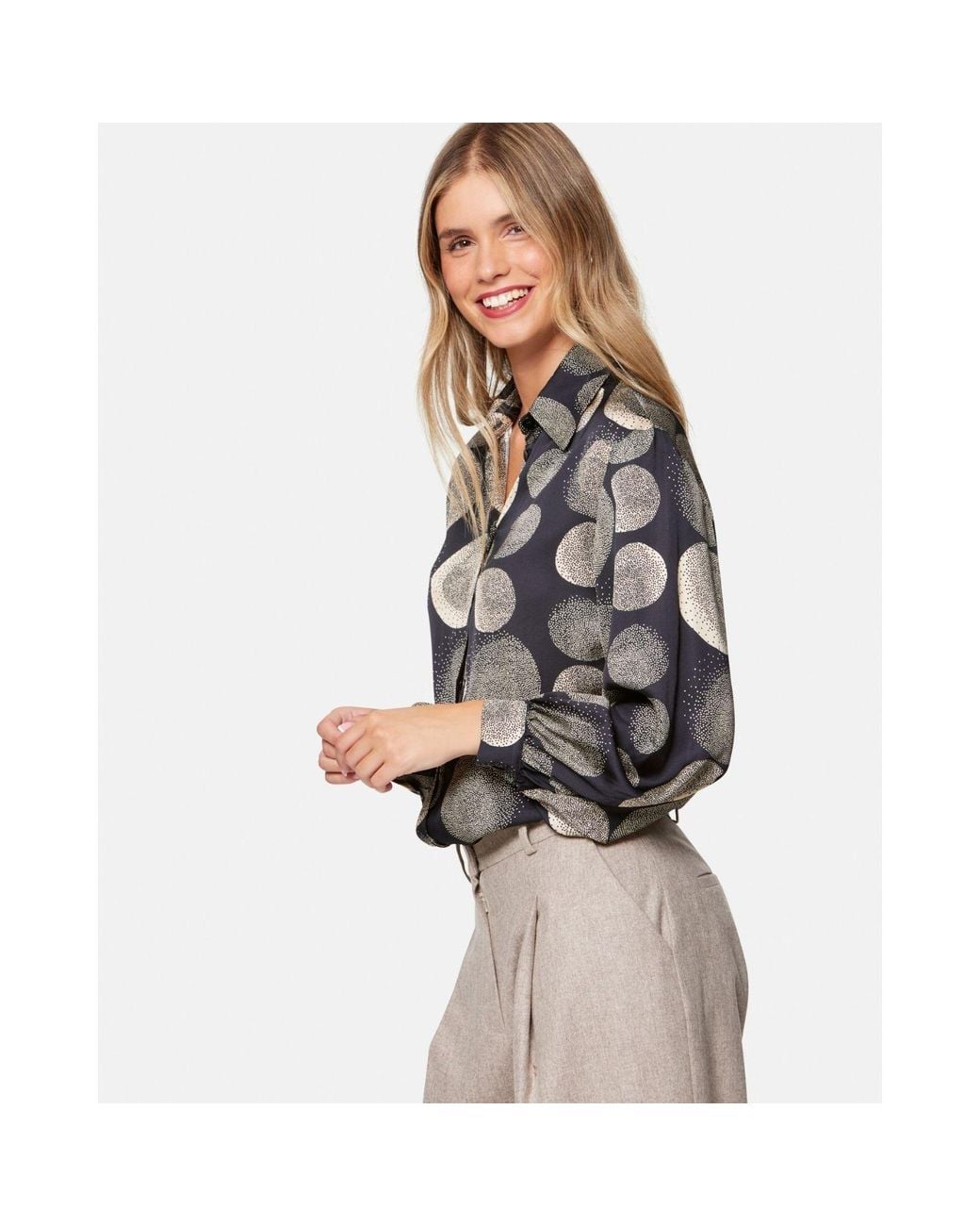 Helen Mcalinden Gray Viola & Ivory Print Blouse