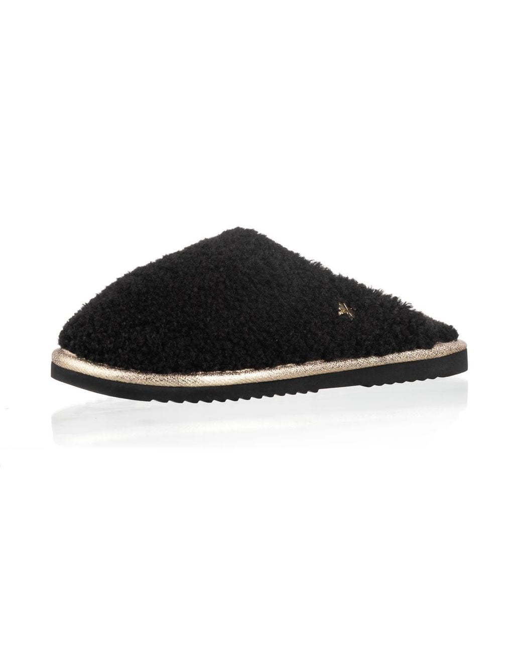 Laines London Black Teddy Closed Toe Slippers
