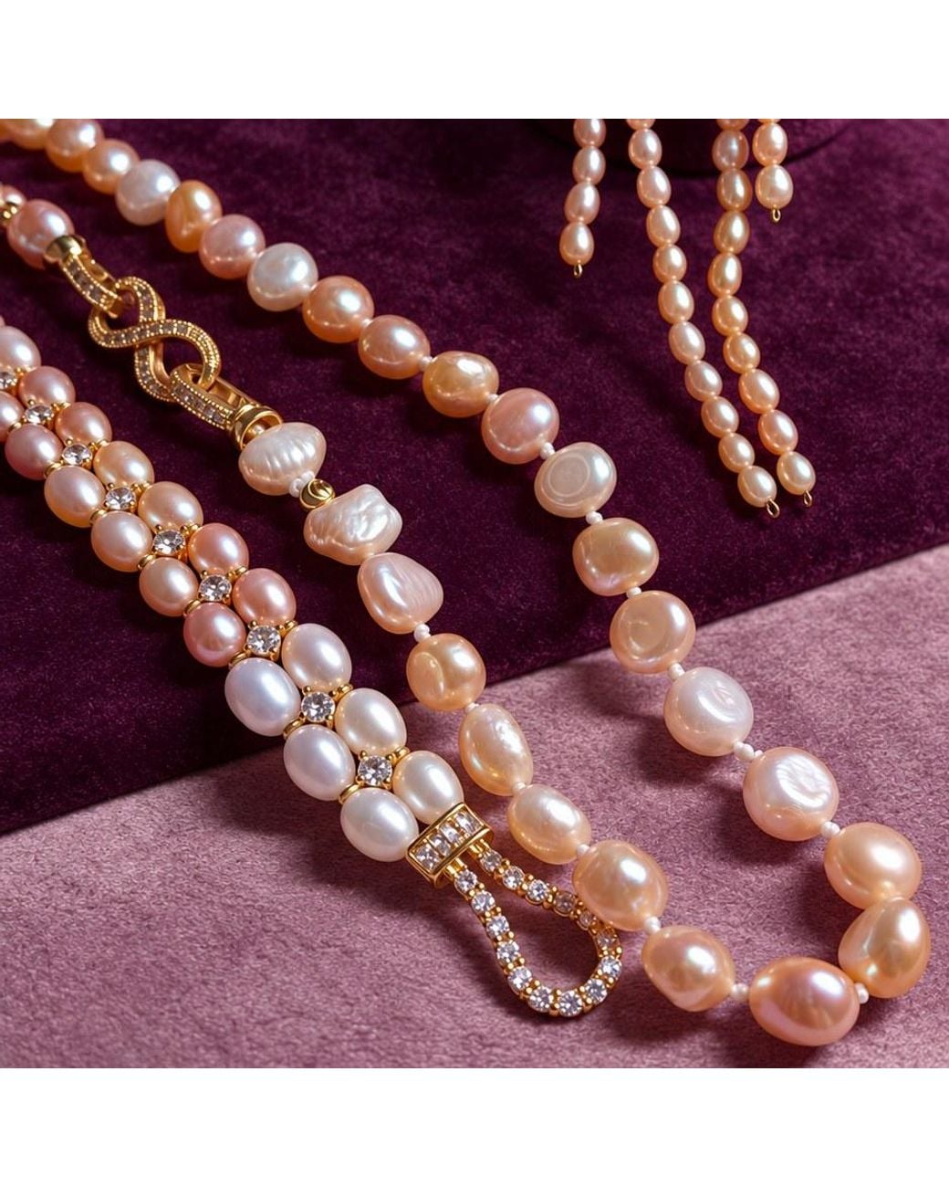 Ninemoo Metallic Grenade Rosée Pomegranate Pearl Necklace