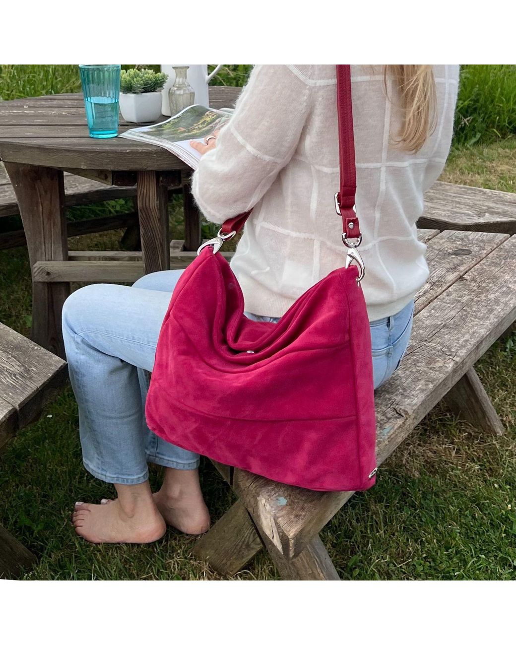 Owen Barry Red Suede Crossbody Bag Passion Marizion
