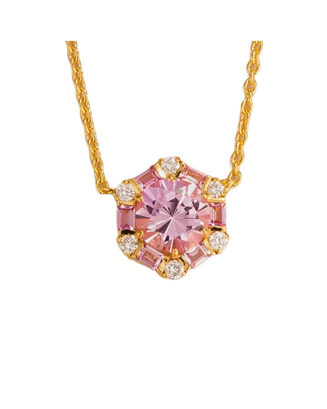 Juvetti Pink Melba Necklace With Sapphire And Diamond