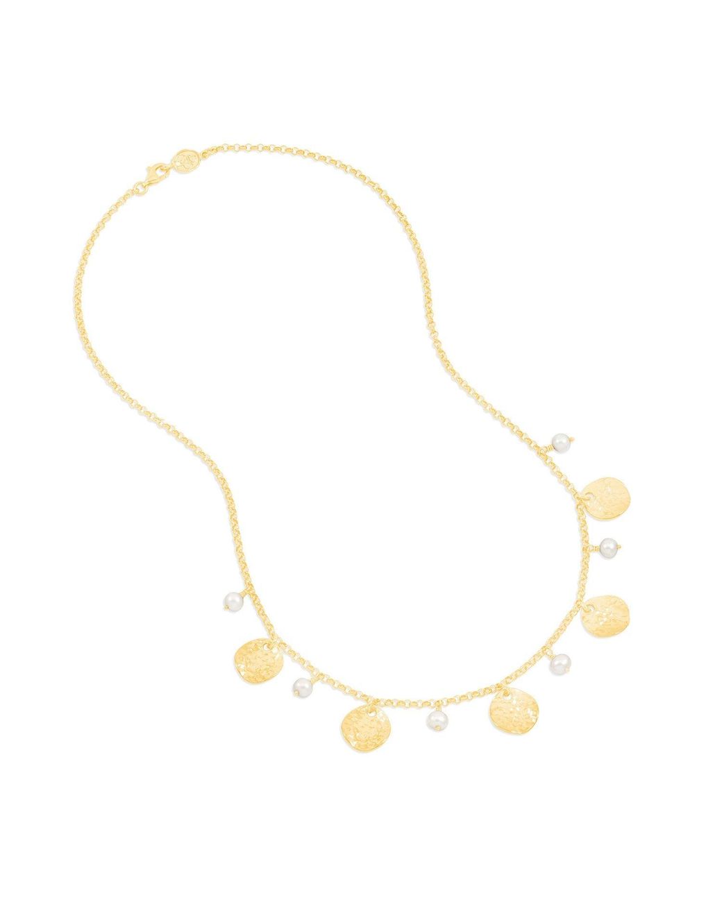 Dower & Hall Metallic Luna Pearl & Disc Collar Necklace