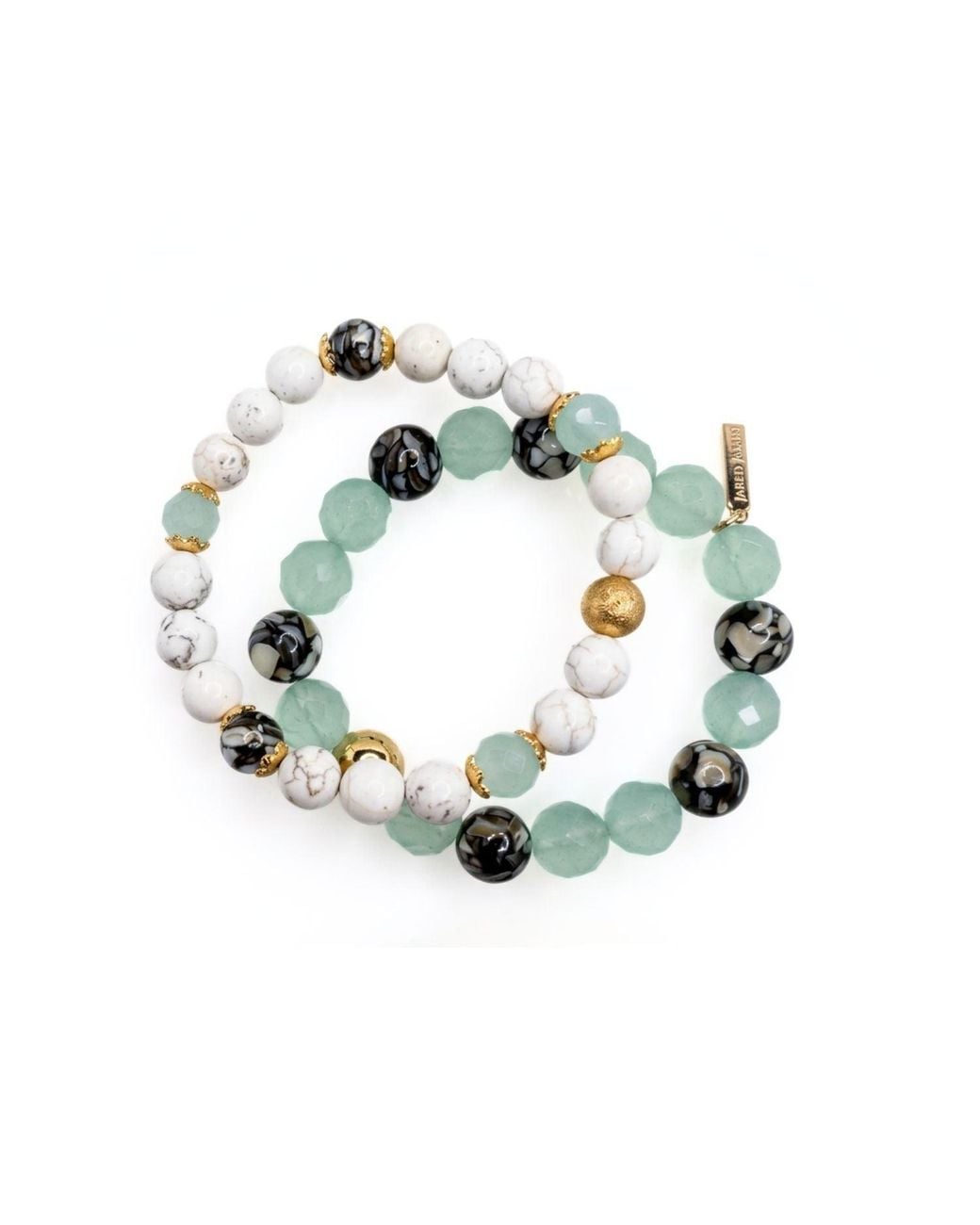 Jaredjamin Green Sirena Quartz & Inlaid Shell Bracelet Set