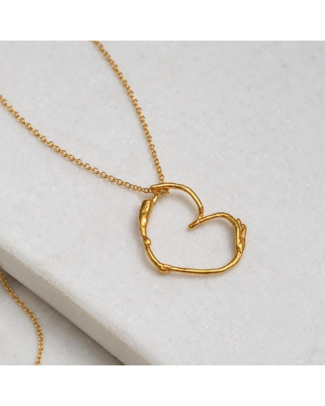 Mother Nature Jewelry Metallic Jasmine Heart Necklace, Heart-Shaped Branch Pendant