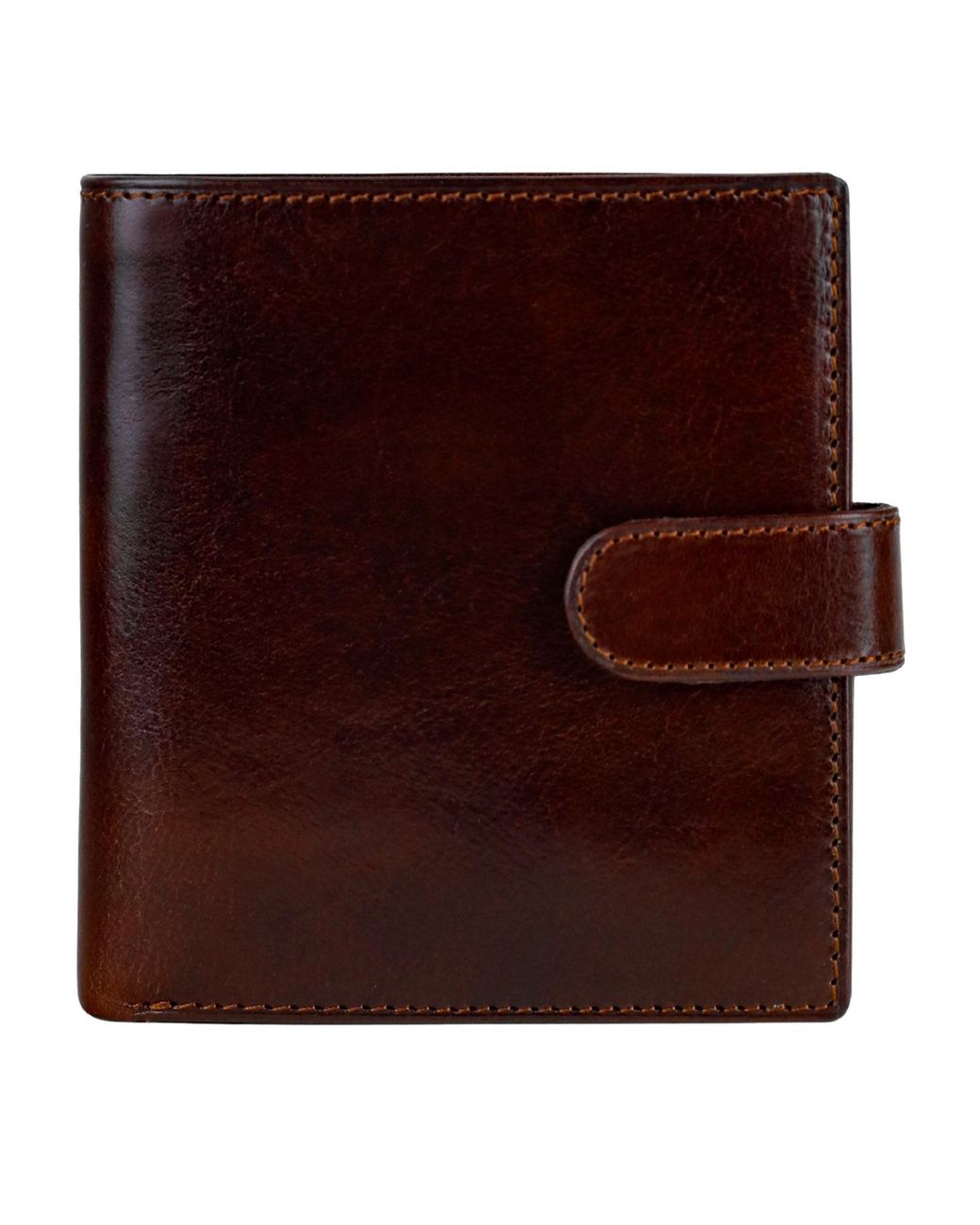 Time Resistance Brown Leather Bifold Wallet With A Snap Closure for men