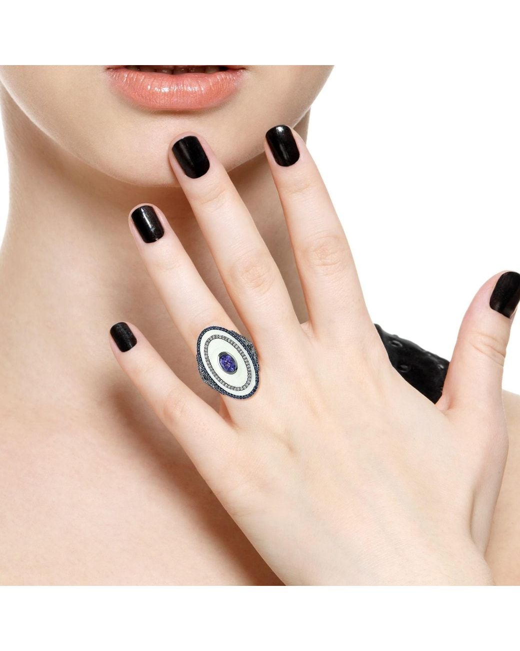 Artisan Metallic 18K Oxidized & Tanzanite, Sapphire, Diamond & Enamel Statement Ring