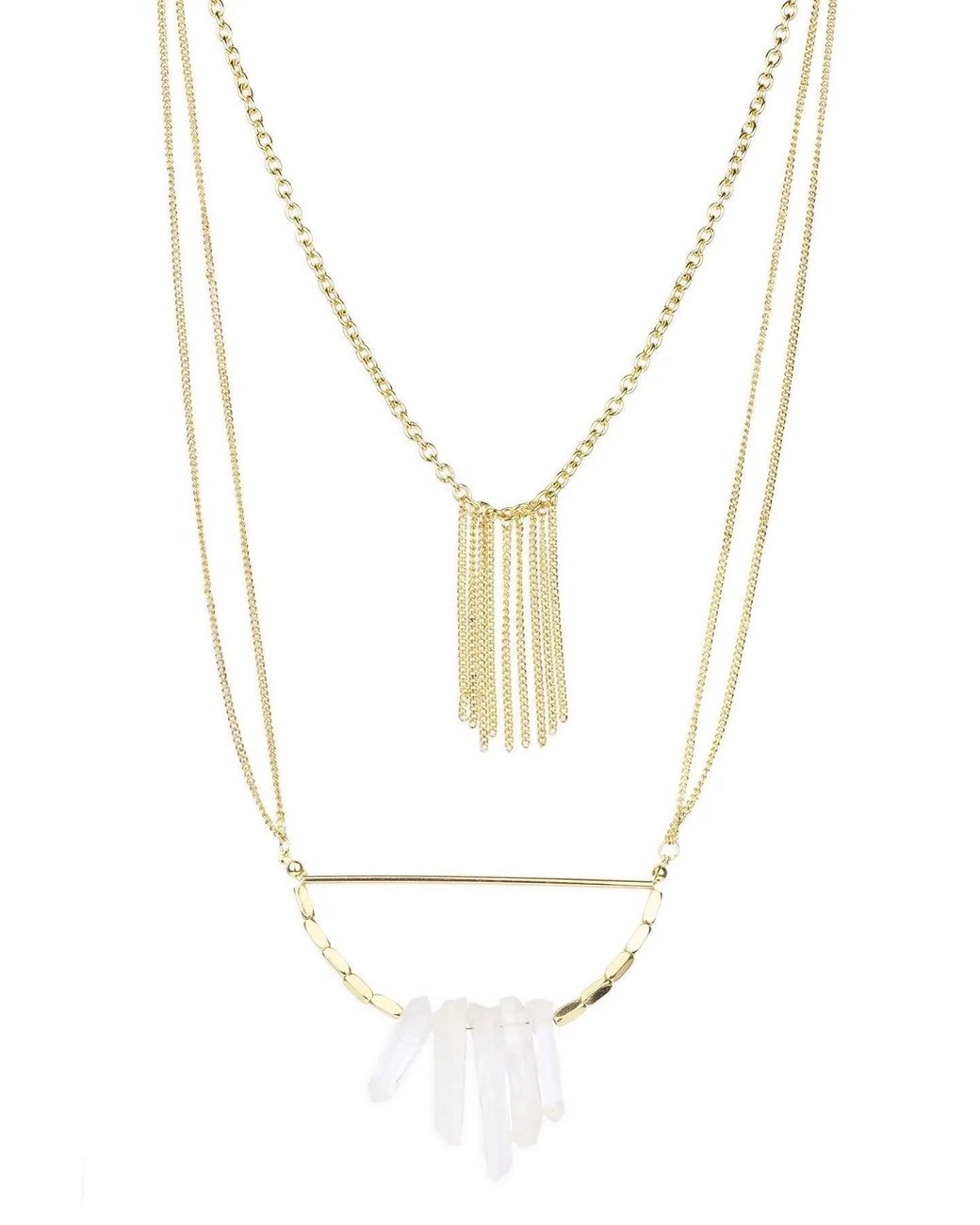 Saachi White Boho Layered Chain Necklace