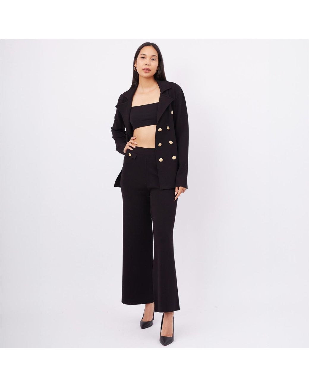 Peraluna Black Katherine Standard Cut Knit Blazer