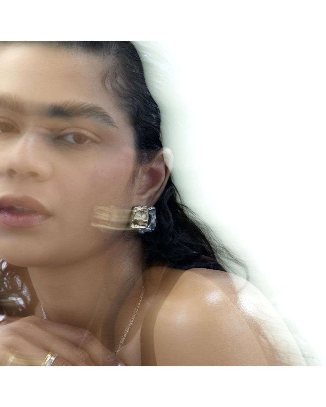 De Roms Metallic Abstract Molten Soulmate Earrings