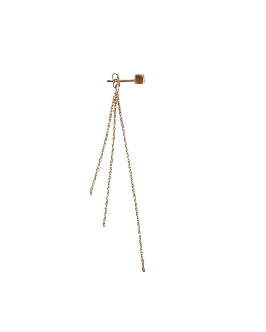 Herself Collections White 14K Cube Stud Chain Earrings