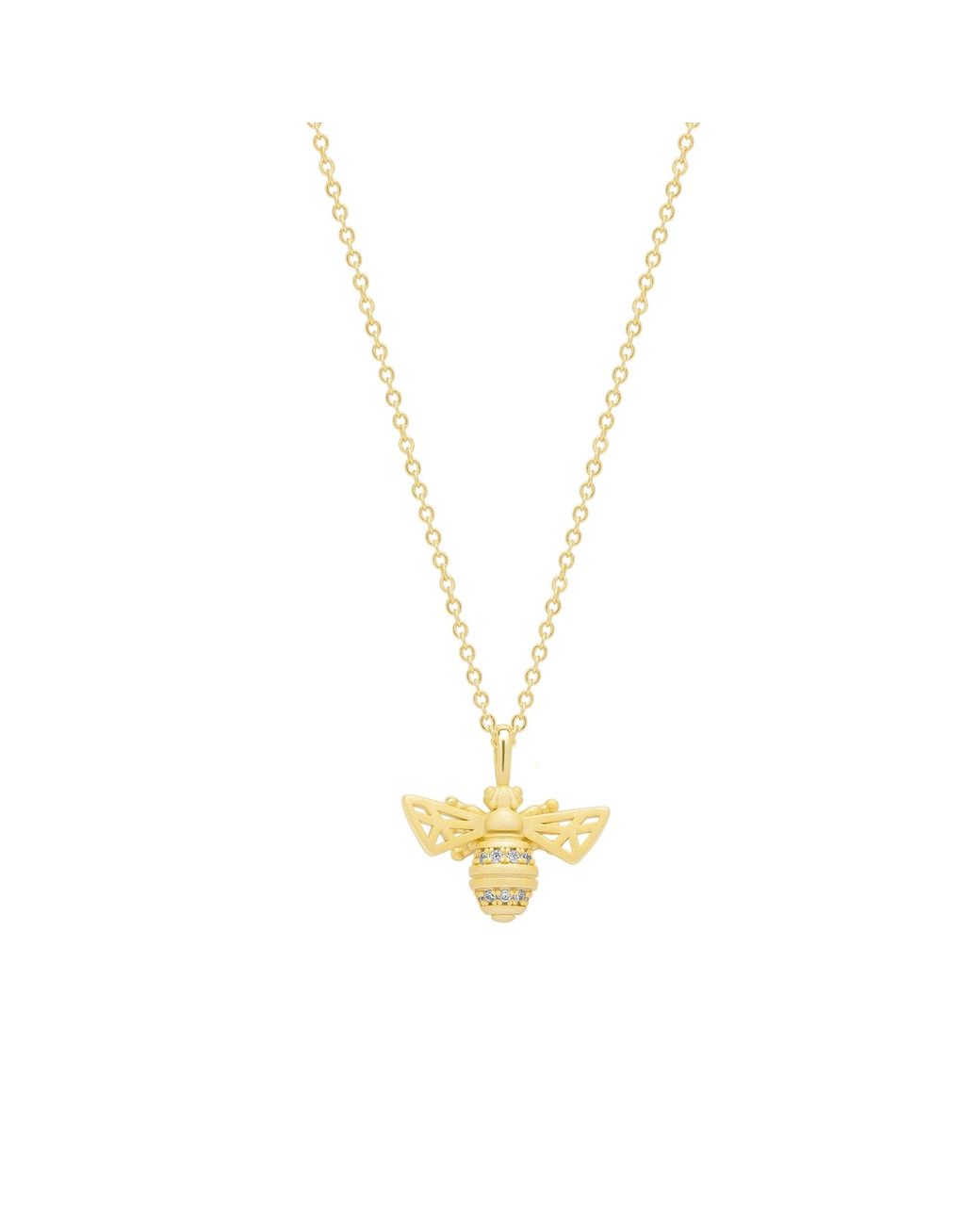 Spero London Metallic Matte Bumble Bee Sterling Necklace