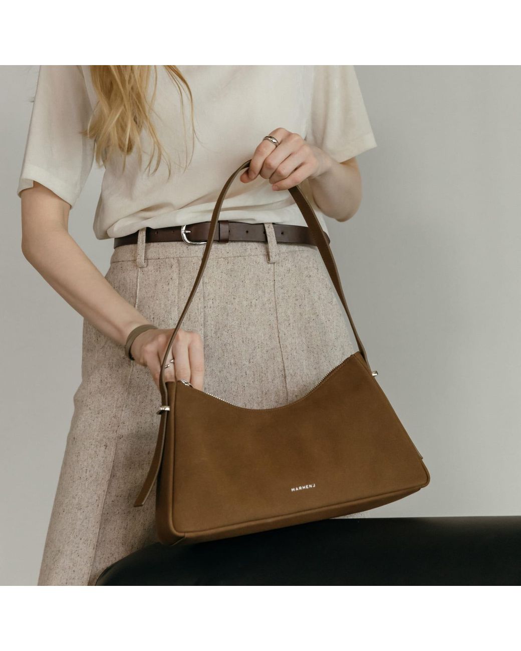 MARHEN.J Brown Solene Vegan Swede Shoulder Bag