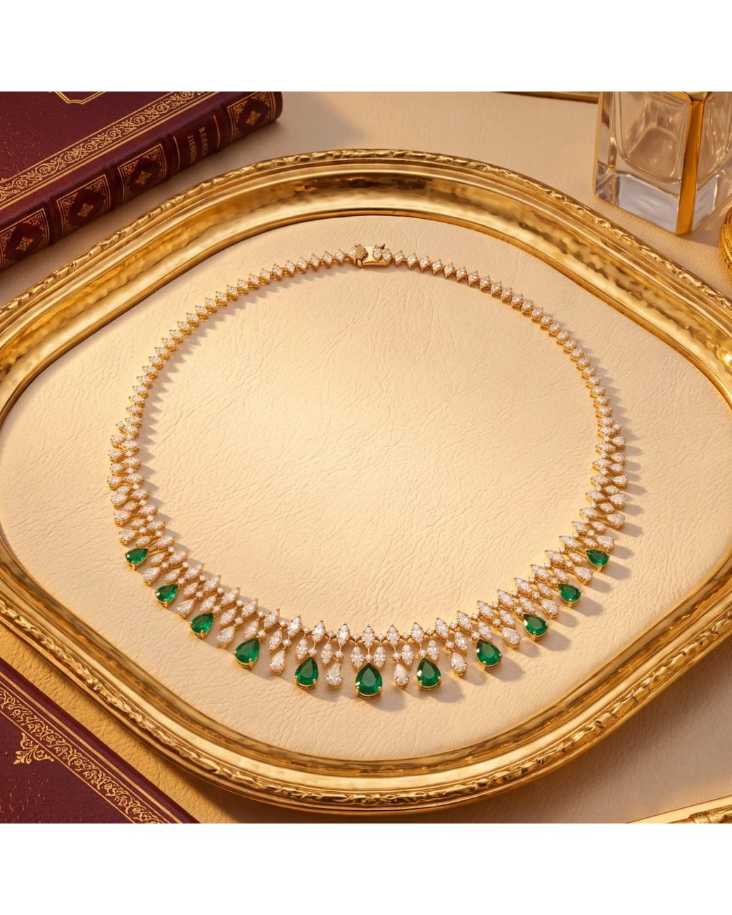 Latelita London Metallic Duchess Emerald Statement Necklace