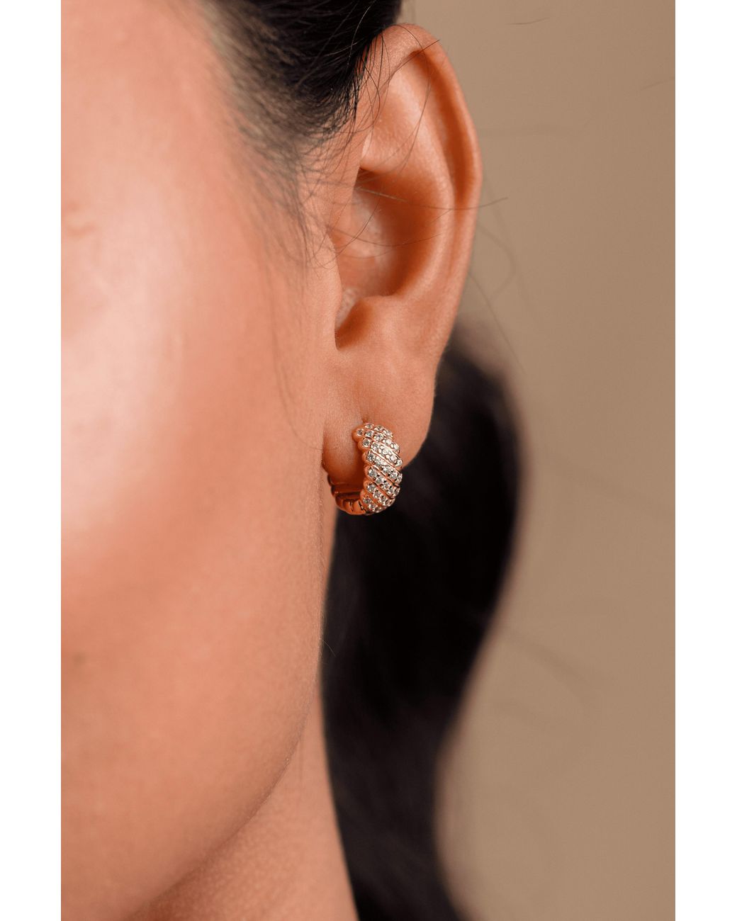 Zynnia Collective Metallic Studded Huggie Hoops