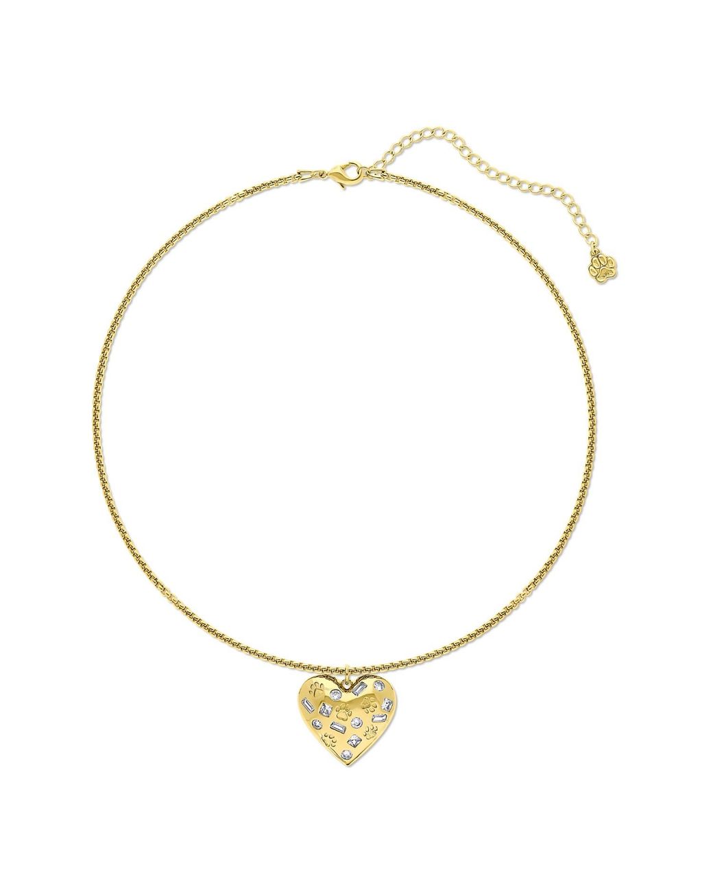 Cloud Haven Metallic Paw Prints On My Heart Necklace
