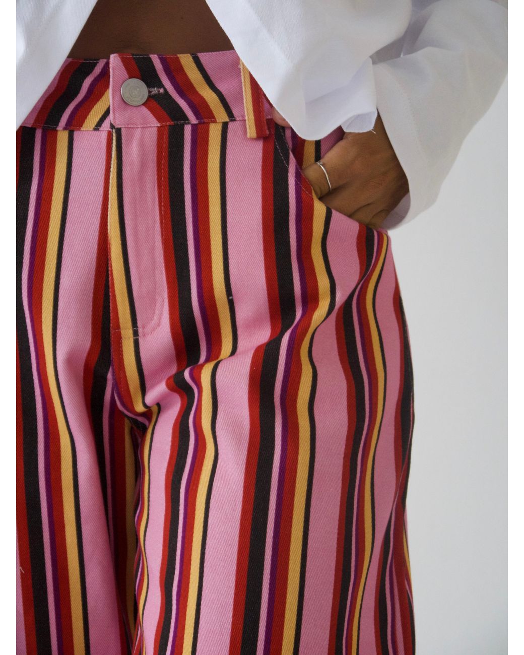 Mind Traveler Red Clarissa Balloon Jeans With, & Stripes