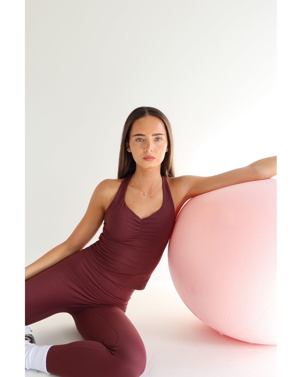 Raae Uk Purple Burgundy Sculpt Scrunch Top
