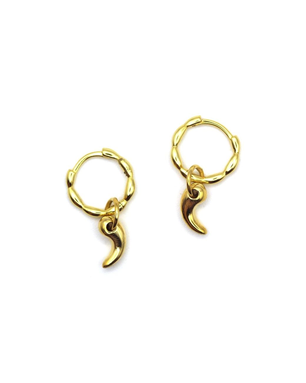 VicStoneNYC Fine Jewelry Metallic Small Gok Ock Charm Dangle Hoop Earrings
