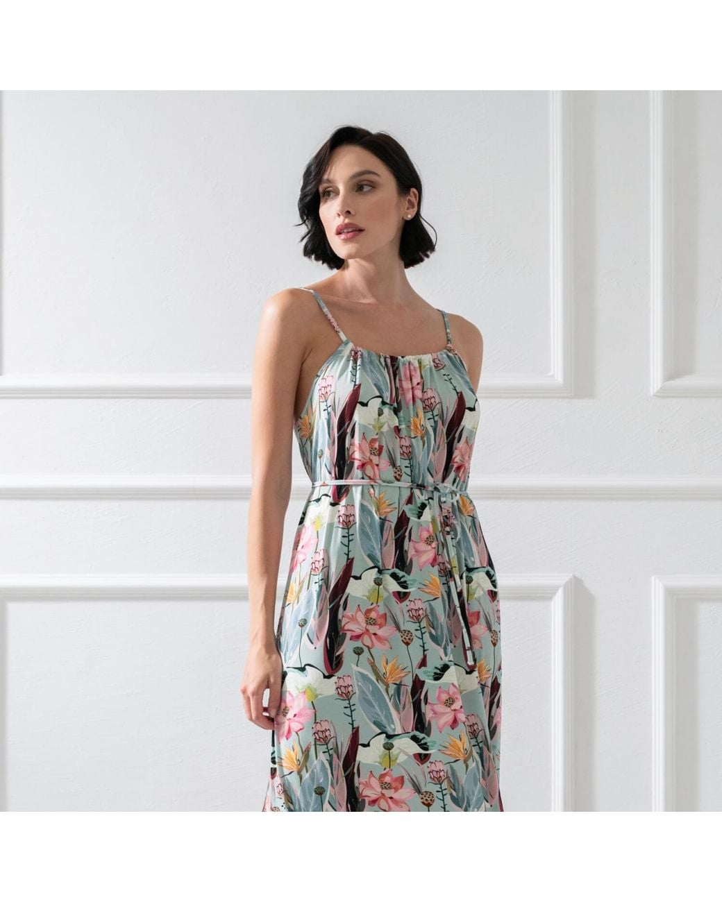 Oh!Zuza Metallic Floral Open Back Maxi Dress