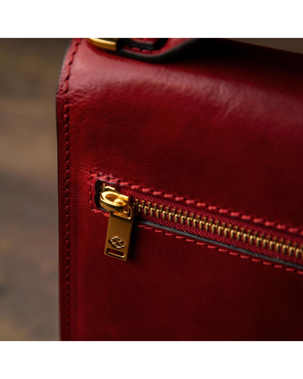 Time Resistance Red Small Leather Briefcase for men