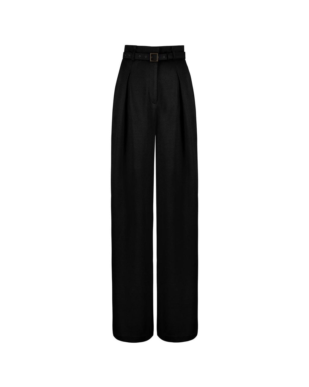 ALINA CERNĂTESCU Black Malbec Set Viscose Elegant Work-To-Evening Long Sleeve Top & High-Waisted Pleated Trousers With Pockets
