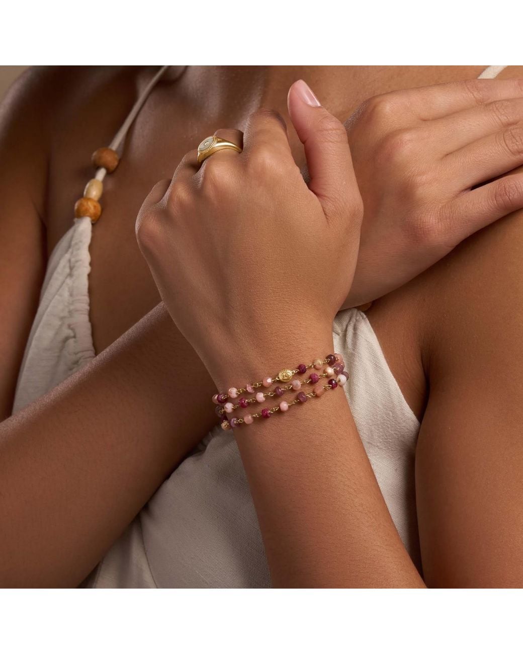 Karma and Luck Metallic Abundant Grace Multi-Stone Evil Eye Wrap Bracelet