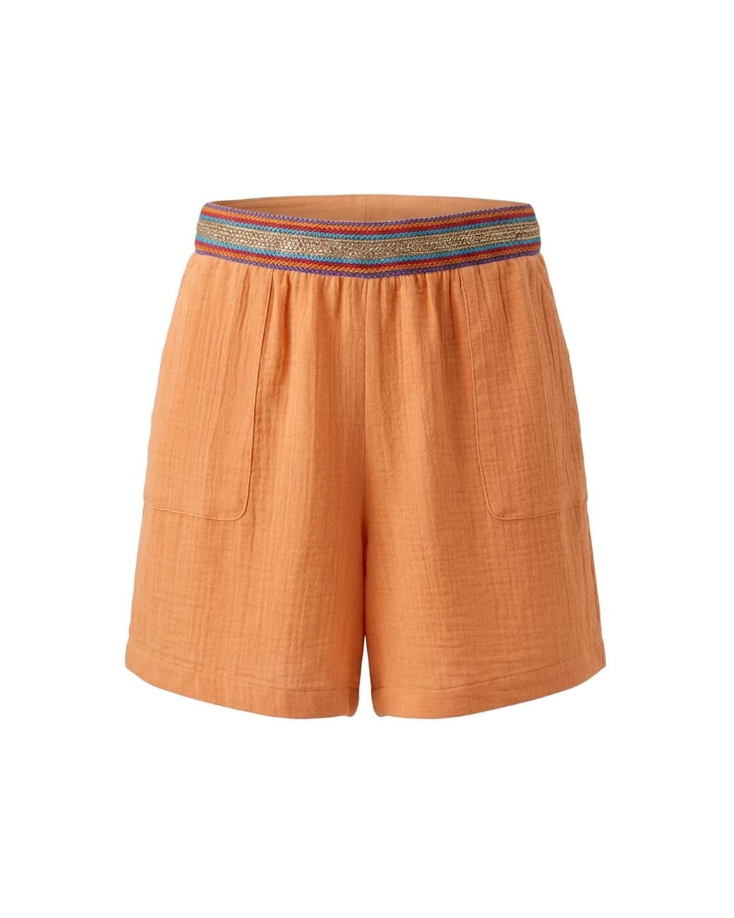 Lalipop Design Orange Terracotta Muslin Textured Waistband Relaxed Shorts
