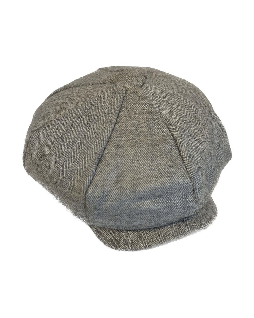 Kinalba Gray Herringbone Cashmere Baker Boy Cap for men