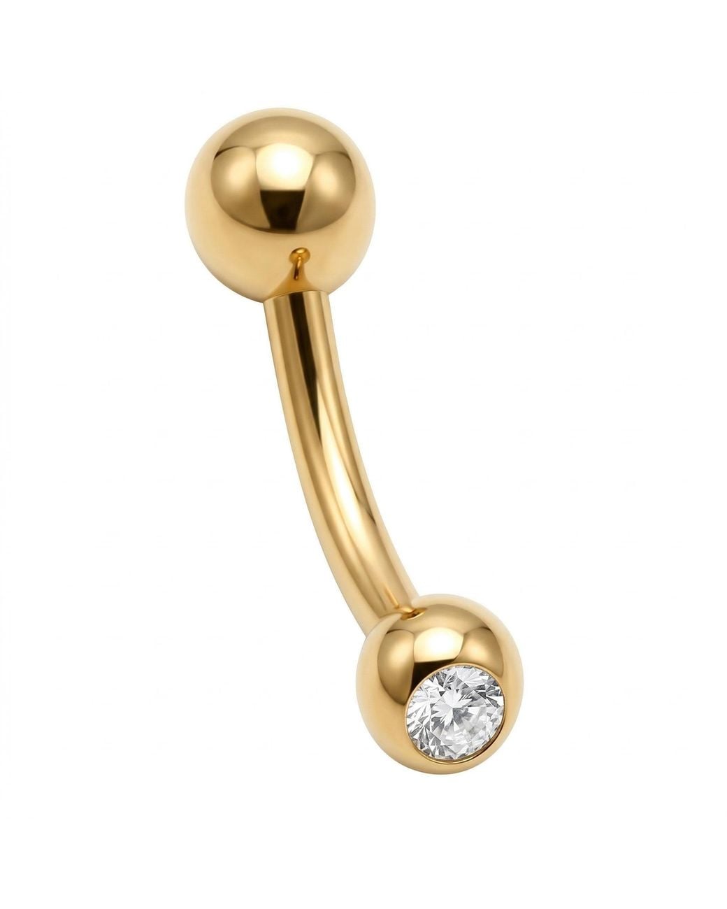 Zahav Jewelry Metallic 10K Solid Double Cz Belly Ring