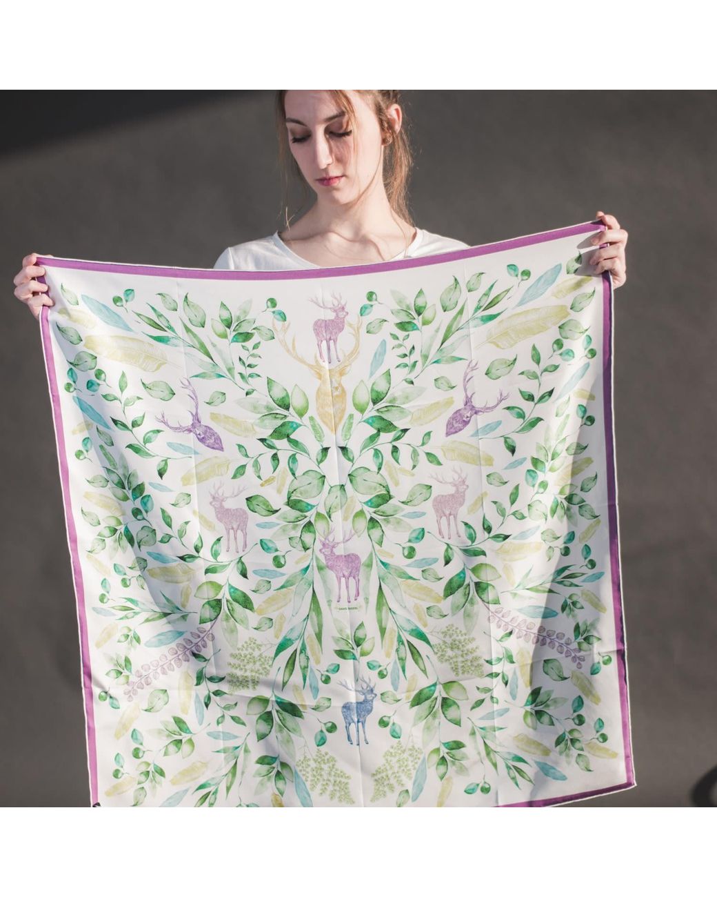 Jessie Zhao New York Green Double Sided Silk Scarf Of The Color Of Breeze