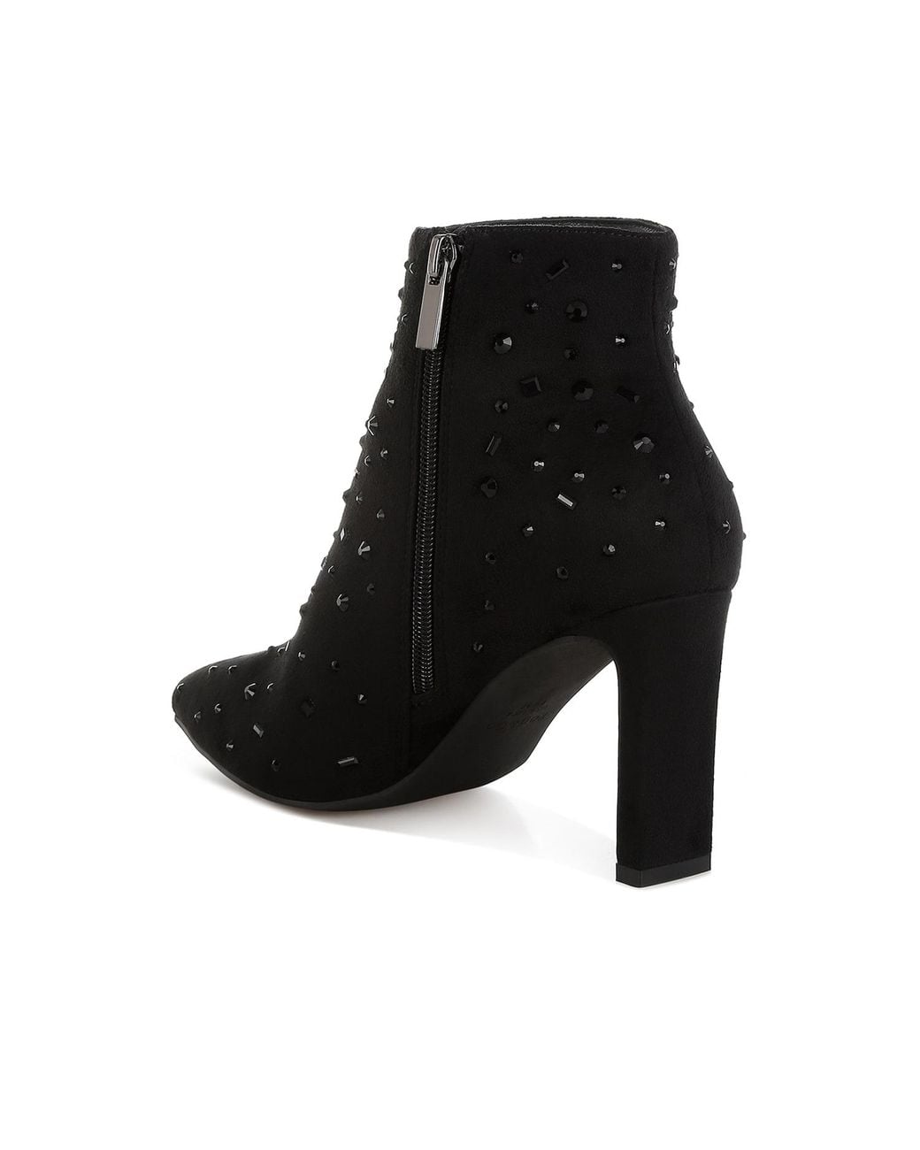 Rag & Co Black Sakura Diamante Embellished Microfiber Boots