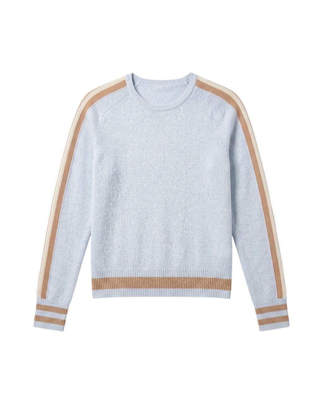 Brodie Cashmere Blue Cathy Sleeve Stripe Crew