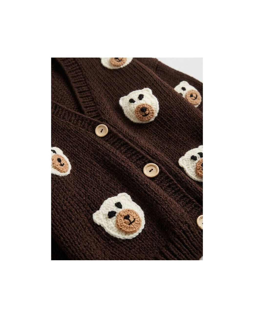 Ana Chic Brown Teddy Bear Handmade Knitted Cardigan