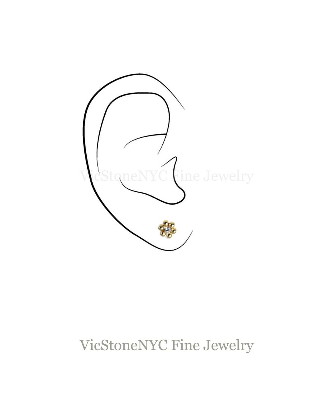VicStoneNYC Fine Jewelry White Natural Diamond Flower Stud Solid Earrings
