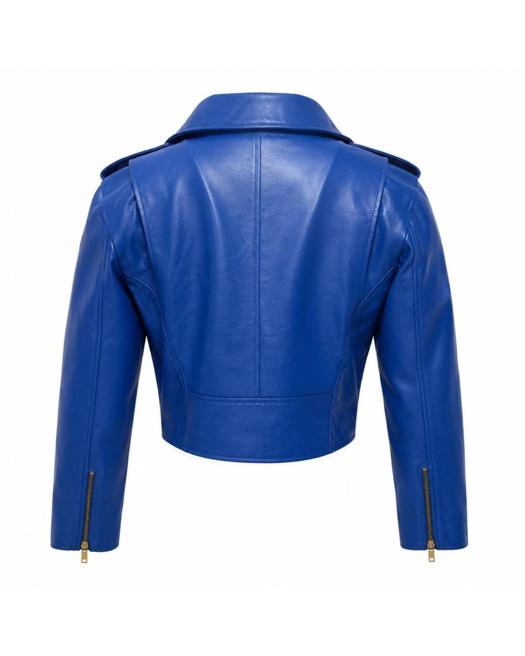 Zasta Studio Blue Cropped Biker Leather Jacket