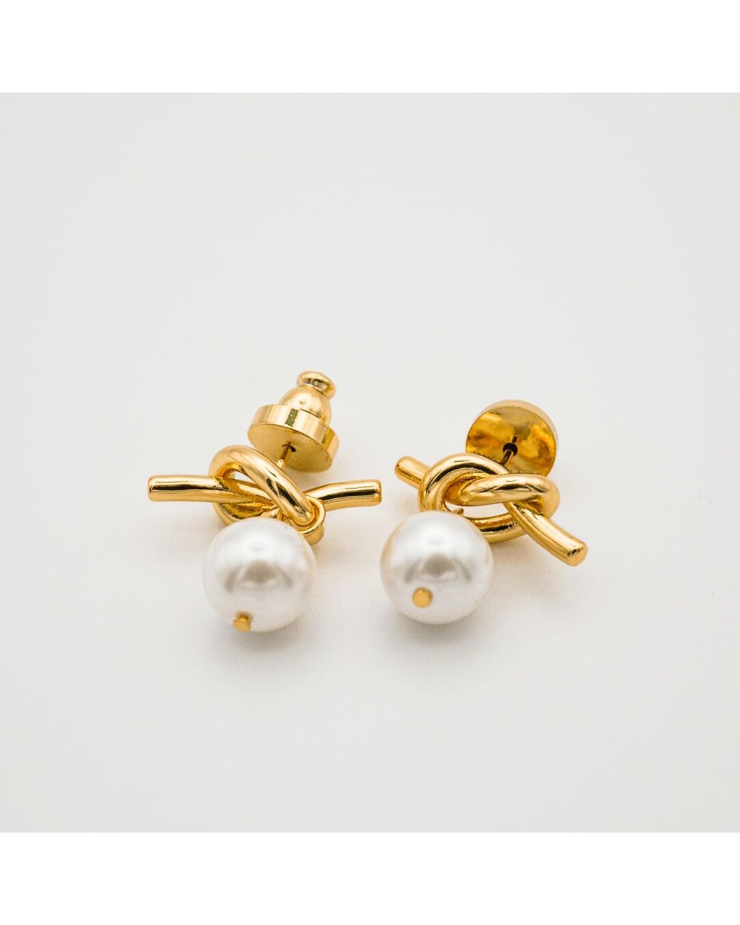Miss Cecilia Metallic Adeline Knot Pearl Earrings