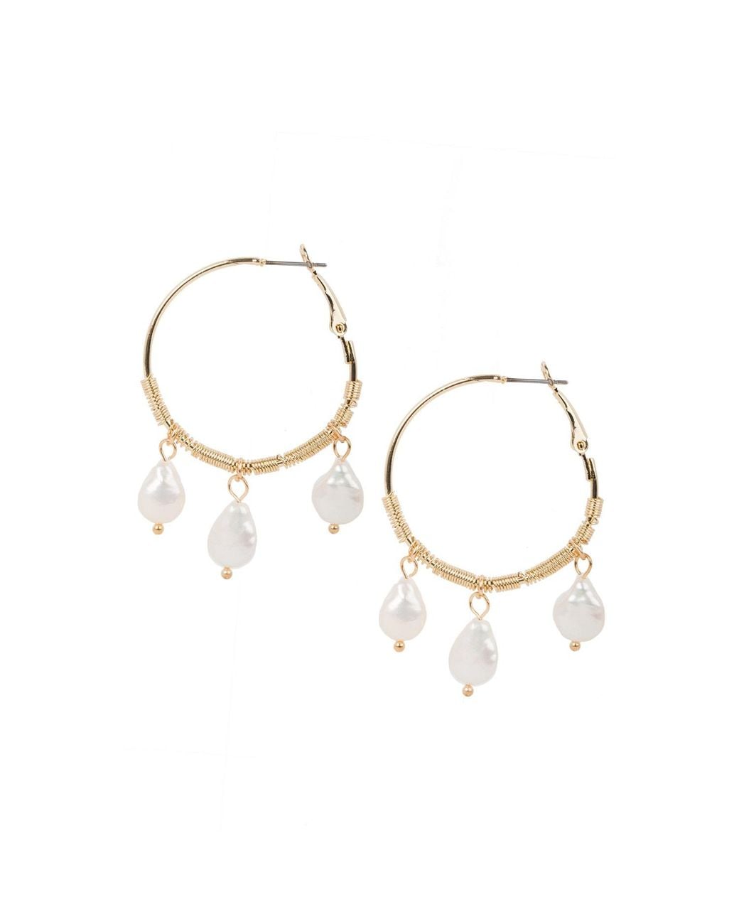 Saachi Metallic Bedrock Hoop Pearl Earring