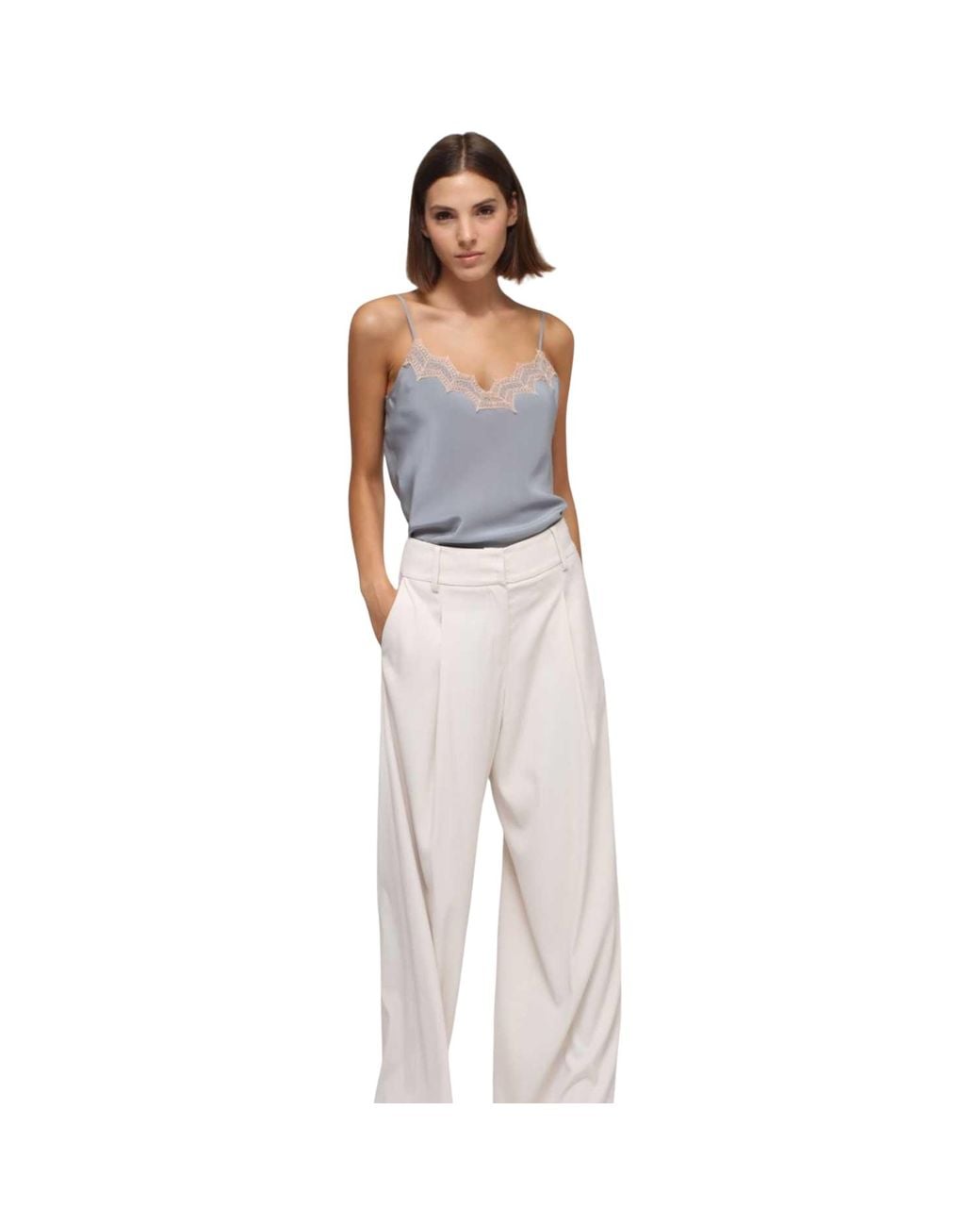 Humans & Land Blue Laced Silk Lingerie Top
