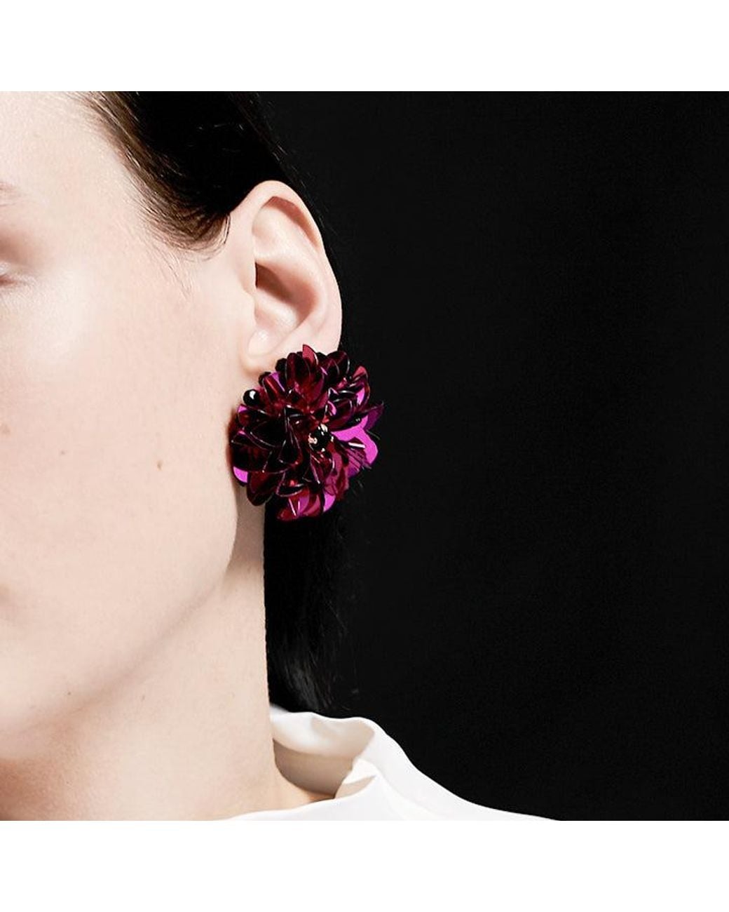 PINAR OZEVLAT Pink Blossom Earrings Fuchsia