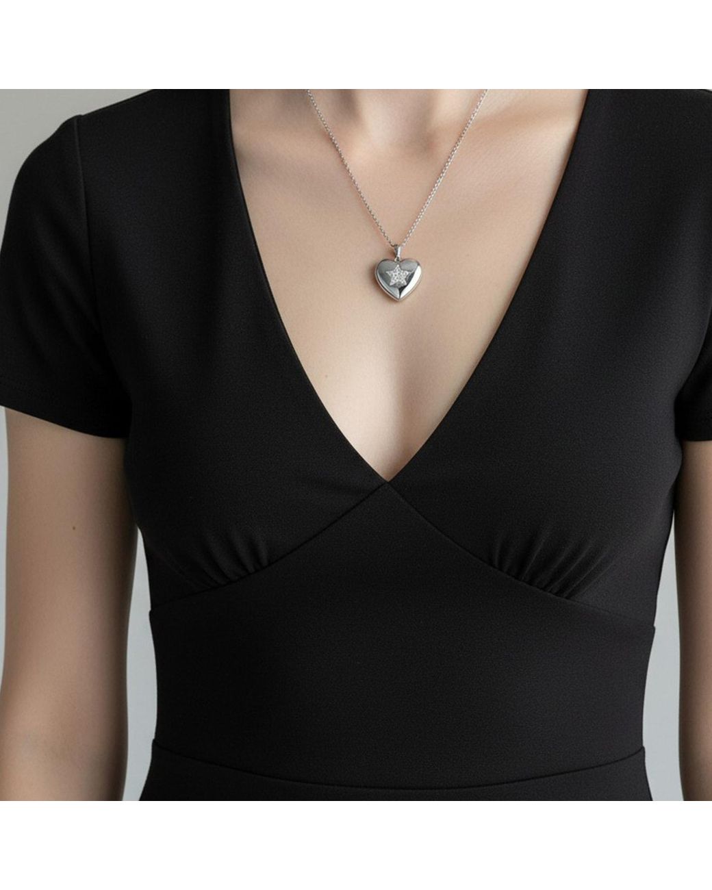 Maison De Gala Metallic Heart Star Pendant Necklace