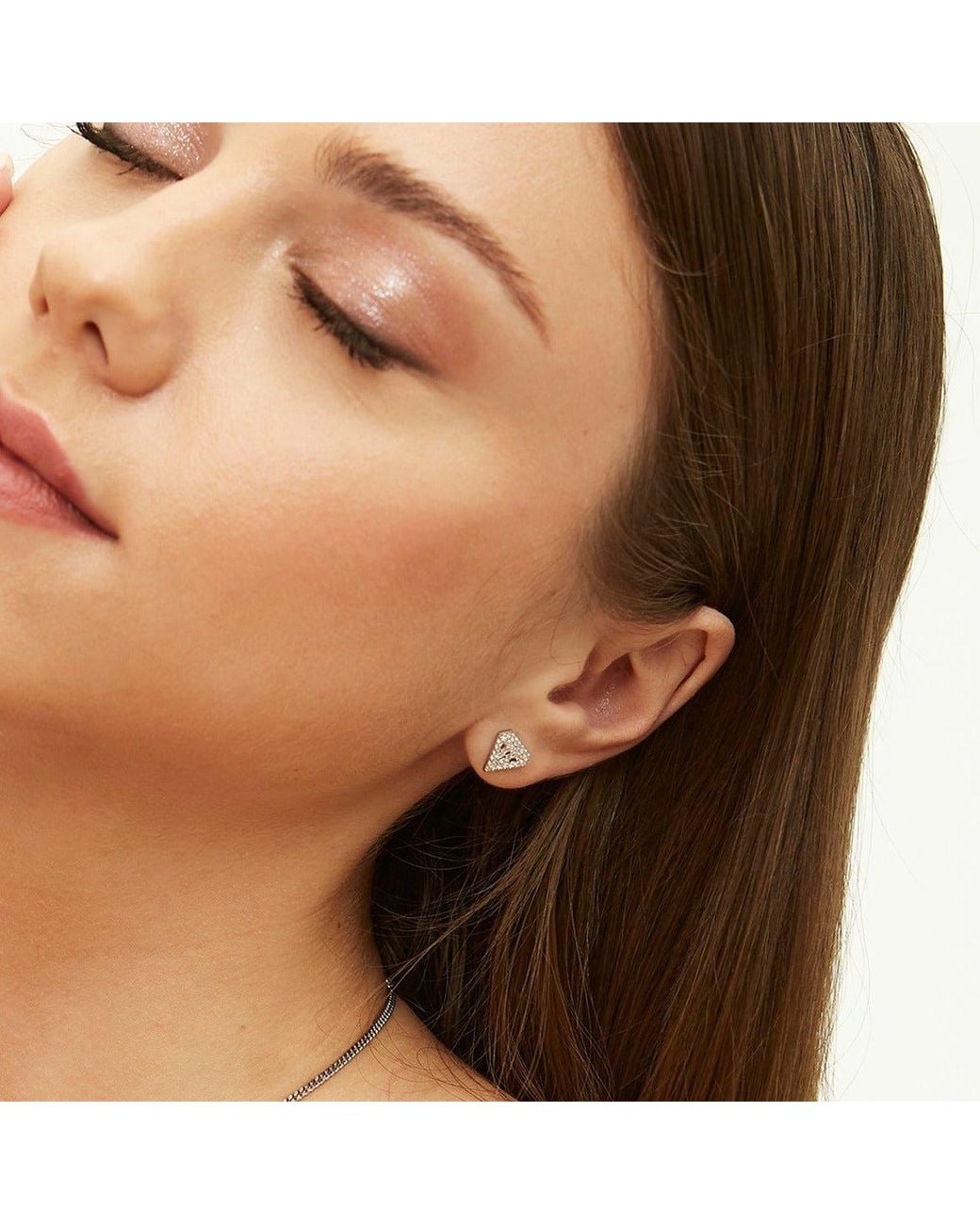 Spero London Metallic Sterling Diamond Stud Earrings